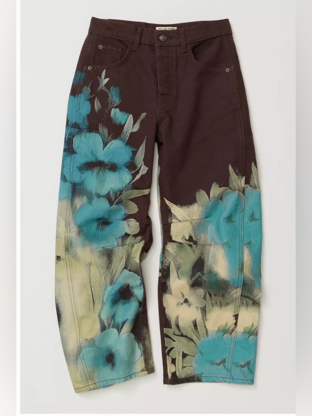 NWT We The Free Good Luck Printed Barrel Jeans Washed Floral - 33 - Picture 11 of 13